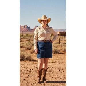 Jones New York Stretch Cotton Denim Mini Skirt Country Western Womens Size 16